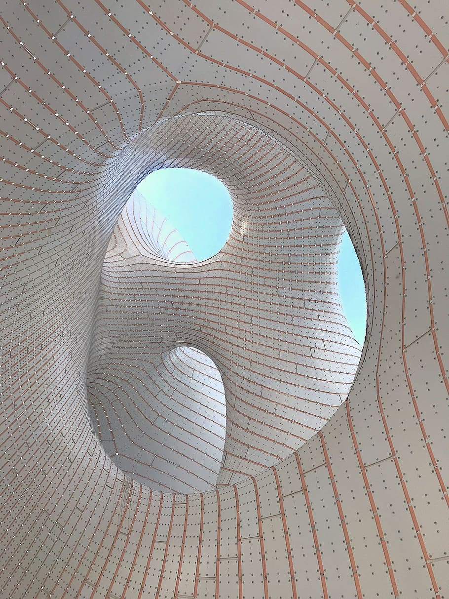beige and orange spiral structure, architecture, pattern, no people HD wallpaper