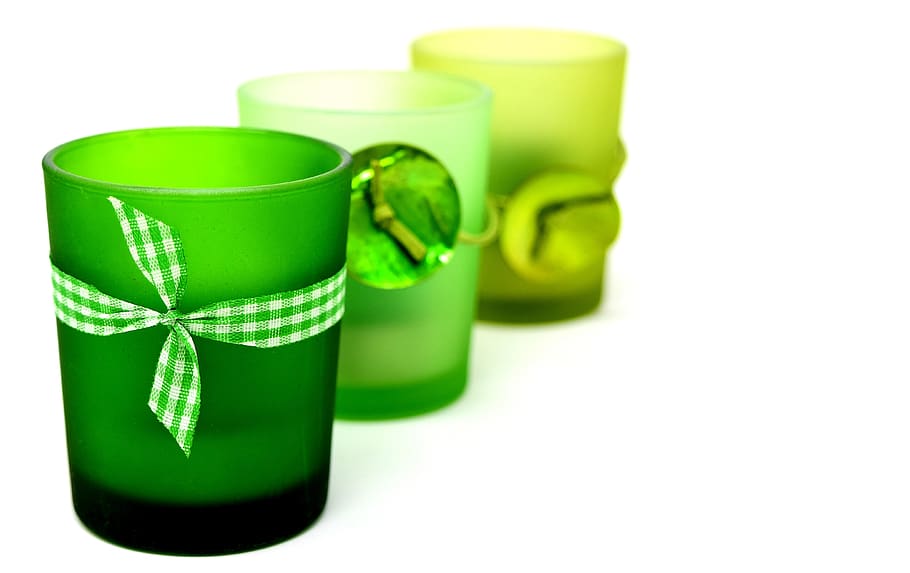 tea light holder, glasses, windlight, green, deco, decoration HD wallpaper