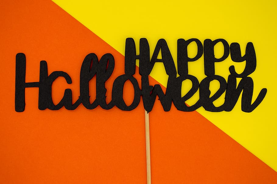 Happy Halloween text, communication, western script, studio shot HD wallpaper