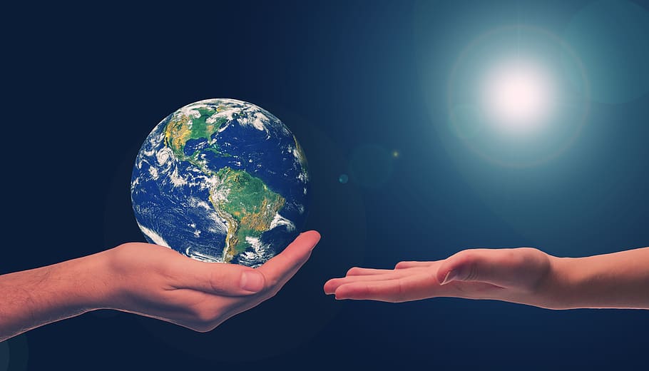 hands, earth, next generation, climate protection, space, universe