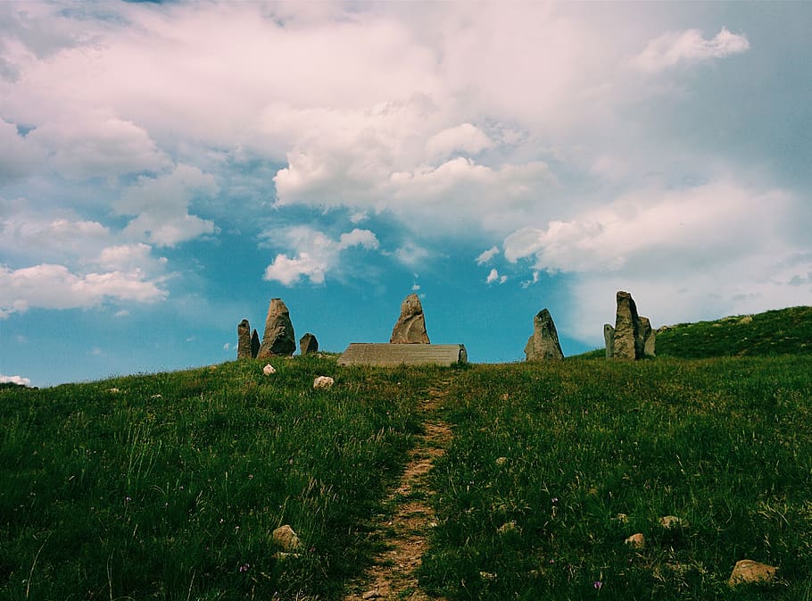 armenia, sisian, karahunj, cloud - sky, plant, grass, nature HD wallpaper