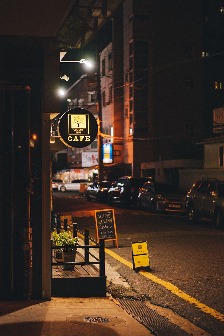 cafe store at night, city, street, transportation, architecture HD wallpaper