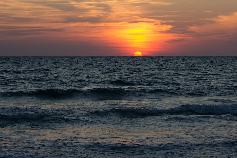 united states, florida, sunset, sea, sky, water, horizon over water HD wallpaper