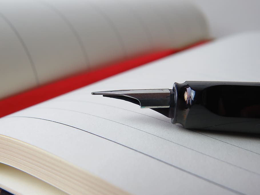 Selective Focus Photography of Calligraphy Pen Placed on Top of Open Notebook, HD wallpaper