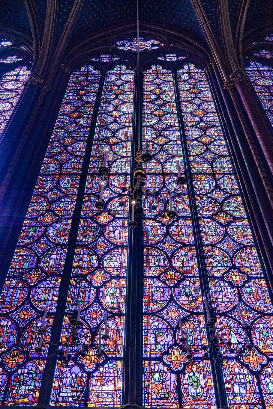 architecture, glass, stained glass, low angle view, built structure HD wallpaper
