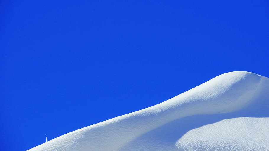 snow-covered hill during daytime, outdoors, nature, ice, azure sky HD wallpaper