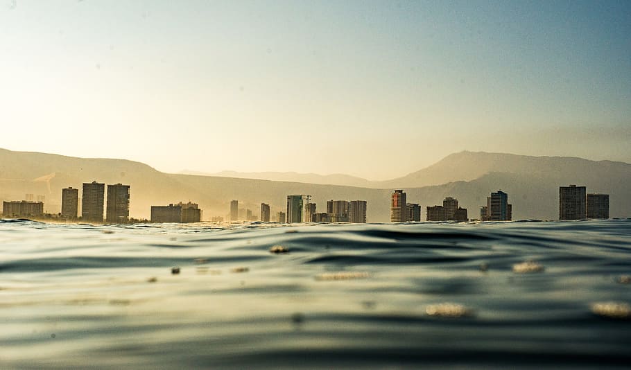 Calm Body of Water, architecture, city, clouds, daylight, landscape HD wallpaper