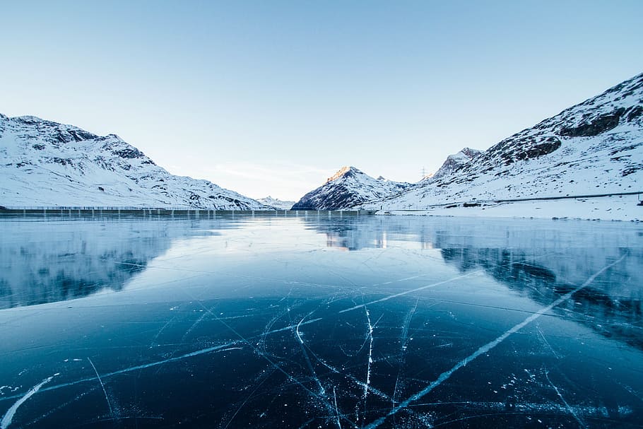 nature, landscape, mountain, clouds, sky, ice, reflection, snow HD wallpaper