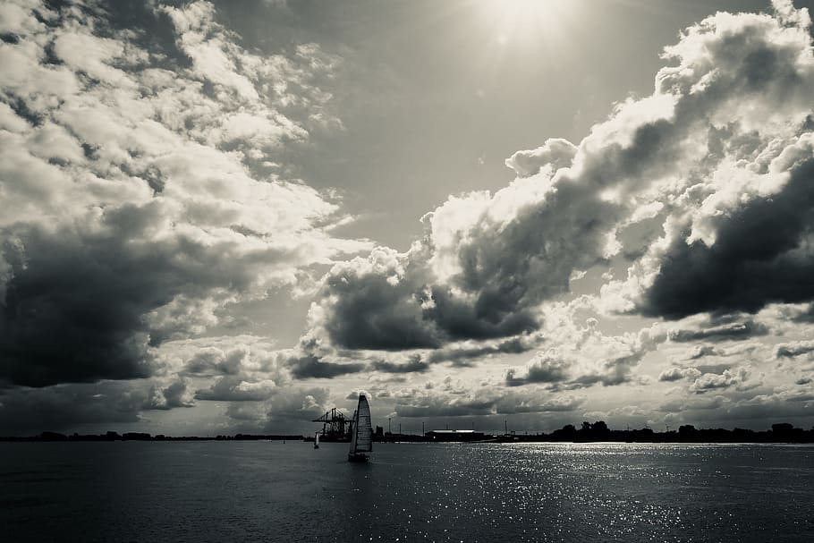 nature, sky, clouds, water, mood, dramatic, weather, threatening HD wallpaper