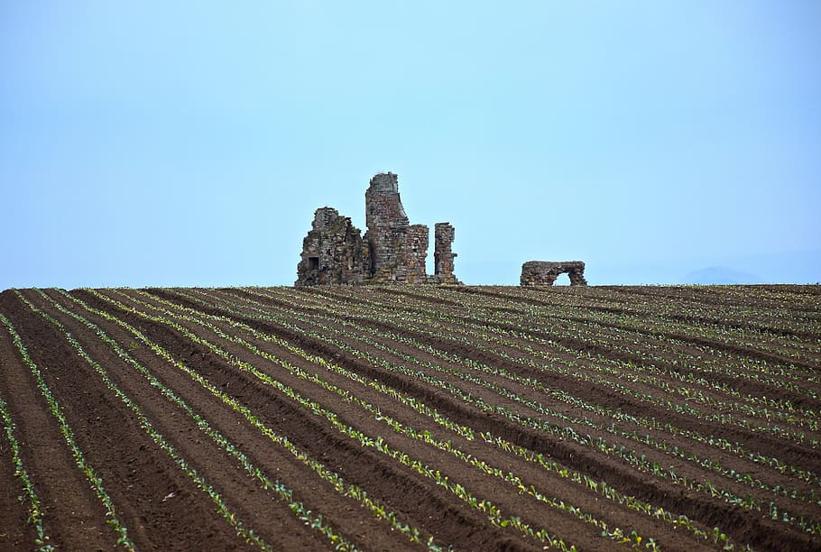 campaign, castle, ruins, country, landscape, nature, sky, historian HD wallpaper