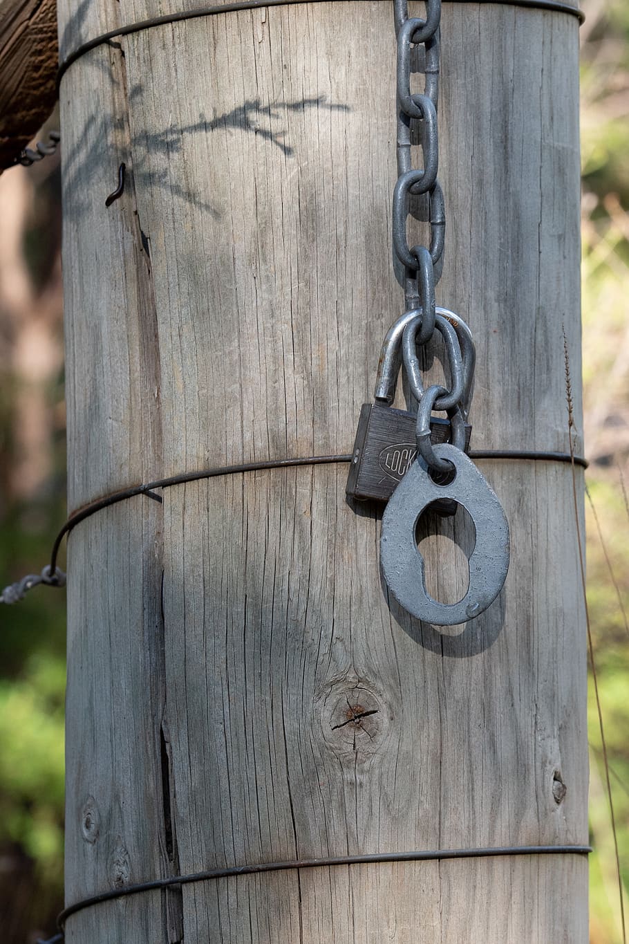 fence post, chain, lock, padlock, wood - material, metal, hanging HD wallpaper