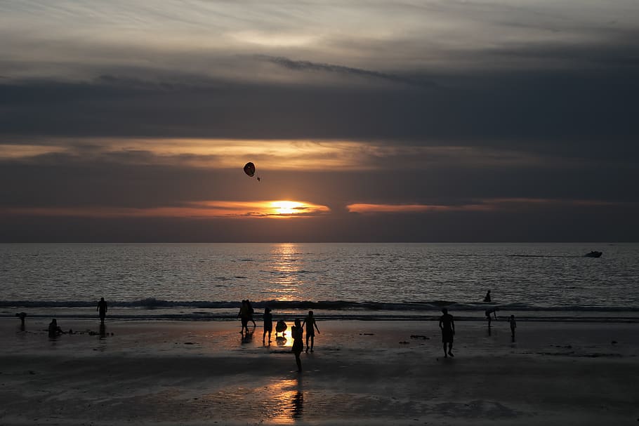 Beach, Sunset, Golden, sky, sea, water, scenics - nature, horizon HD wallpaper