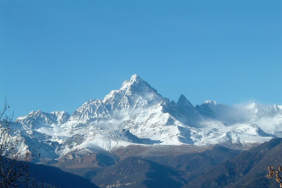 monviso, mountain, italy, summit, top, snow, cold temperature, HD wallpaper