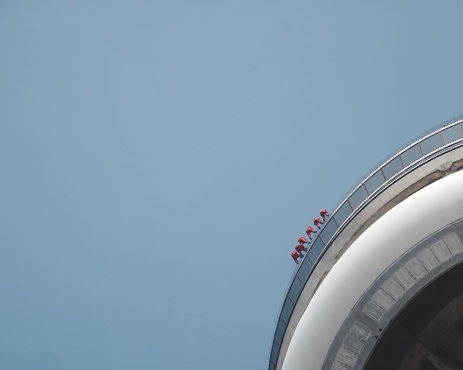 toronto, canada, cn tower, climber, copy space, sky, clear sky HD wallpaper