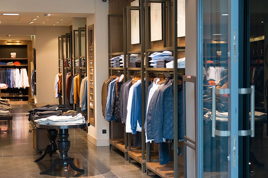 Clothes Lot on Cabinet, boutique, indoors, racks, reflection, HD wallpaper