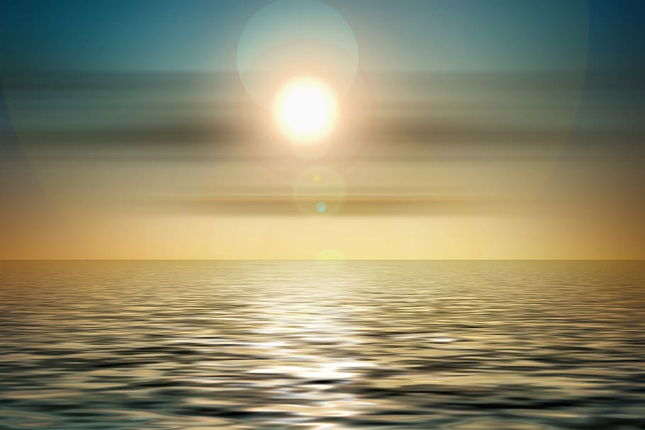 sunset, origin, abstract, wave, circle, meditation, reflection HD wallpaper
