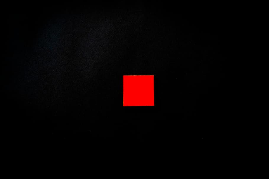 Red Square on Black Background, cube, foam, copy space, sign HD wallpaper