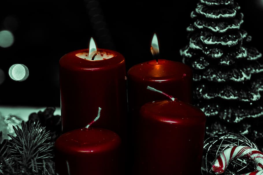 Two red candles 1080P, 2K, 4K, 5K HD wallpapers free download