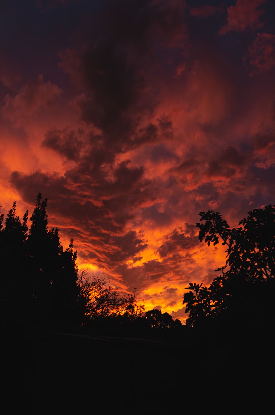 sunset, clouds, dramatic, sun setting, orange, dark, colour HD wallpaper