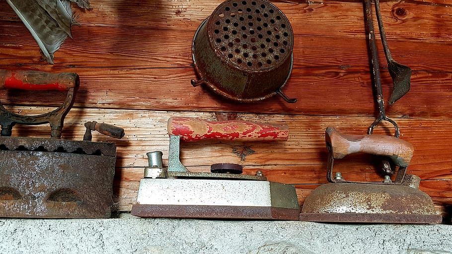 iron, old, antique, sieve, wood - material, no people, high angle view HD wallpaper