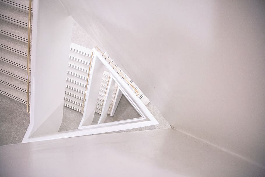white concrete staircase, architecture, built structure, steps and staircases HD wallpaper