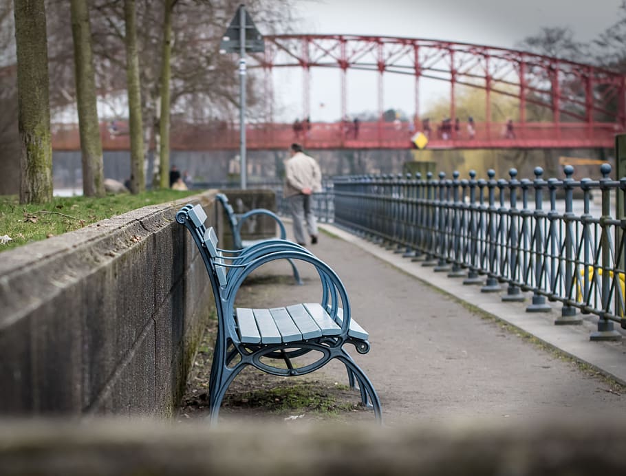 park bench, rest, sit, seat, wood, recovery, relax, metal, resting place HD wallpaper