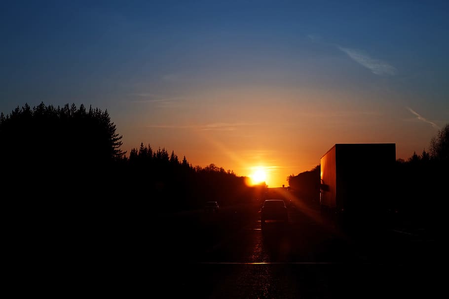 road, sunset, drive, background, way, sundown, light, asphalt HD wallpaper