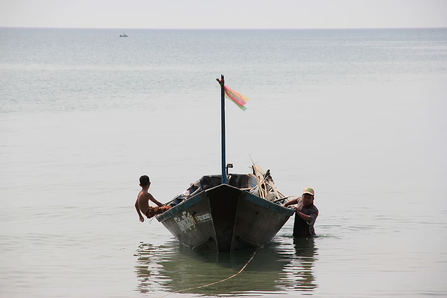 southeast asium, rayong, fisherman, thailand, mae phing, nautical vessel, HD wallpaper