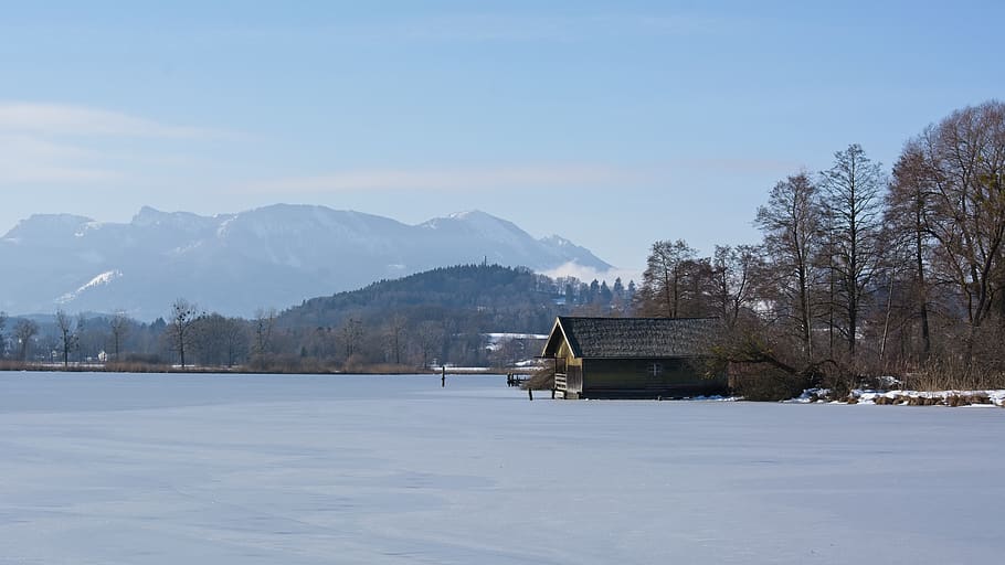 landscape, upper bavaria, chiemsee, winter, lake, ice, nature HD wallpaper
