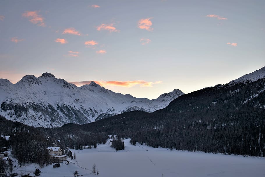 winter, mountains, ski area, slopes, wintry, st, moritz, switzerland HD wallpaper