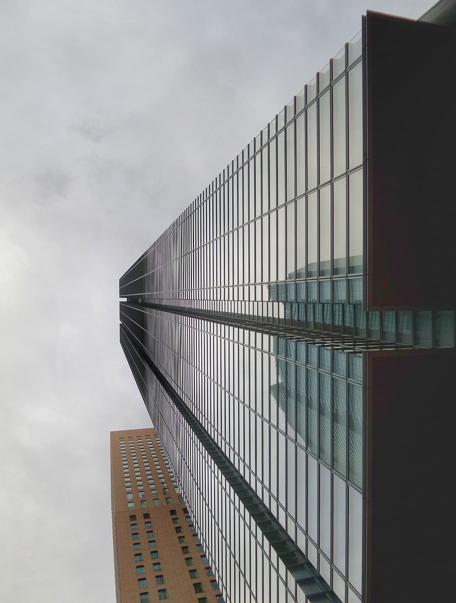 building, architecture, sky, ground, up, glass, reflection HD wallpaper
