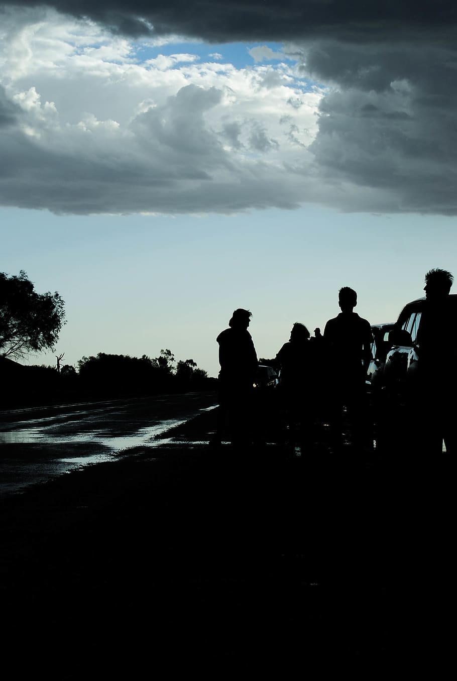 storm, people, shadow, cloud - sky, silhouette, real people HD wallpaper