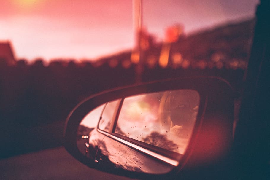 Close-Up Photography of Side Mirror During Dawn, blur, car, depth of field HD wallpaper