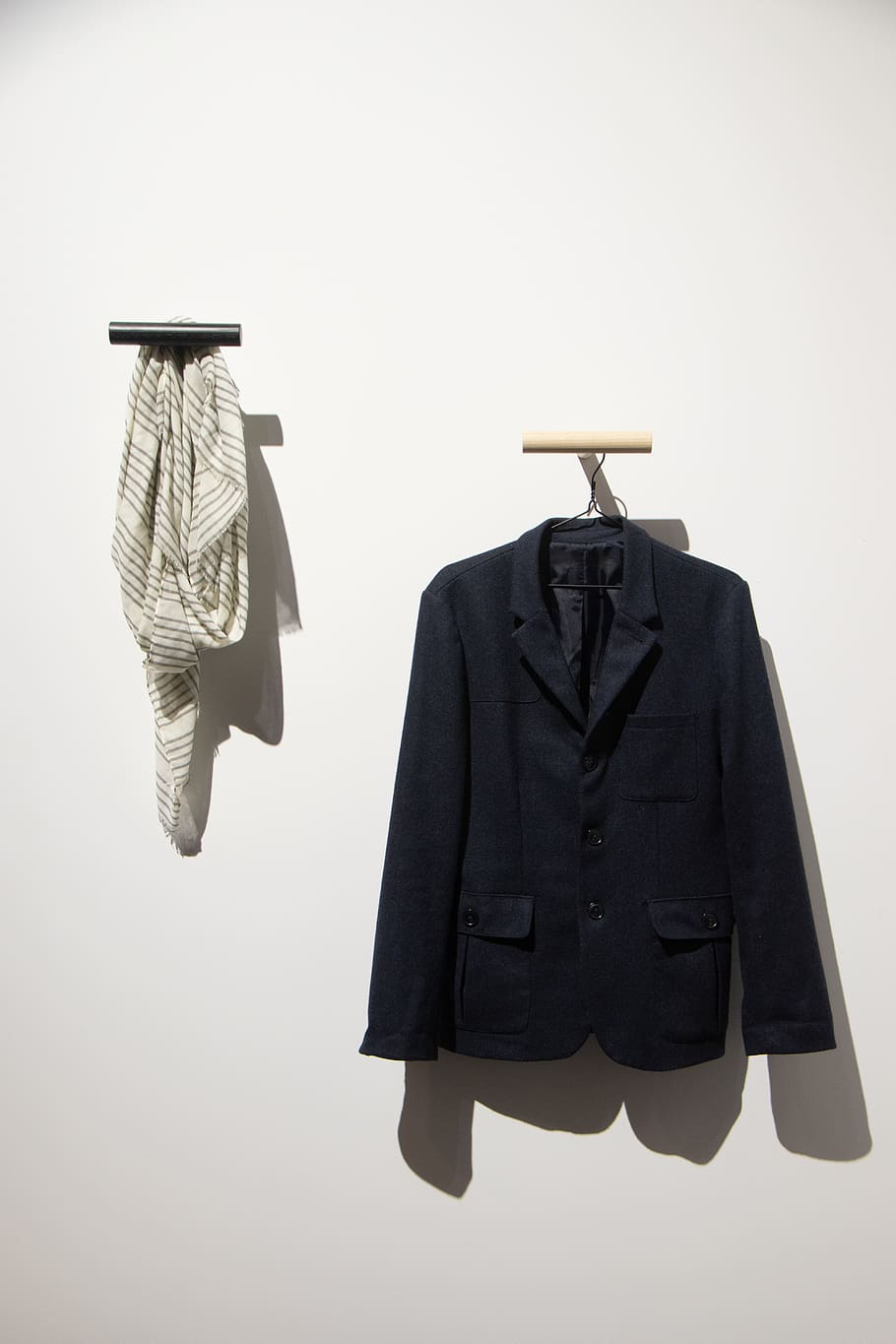 hanged black 3-button blazer, clothing, apparel, overcoat, suit, HD wallpaper