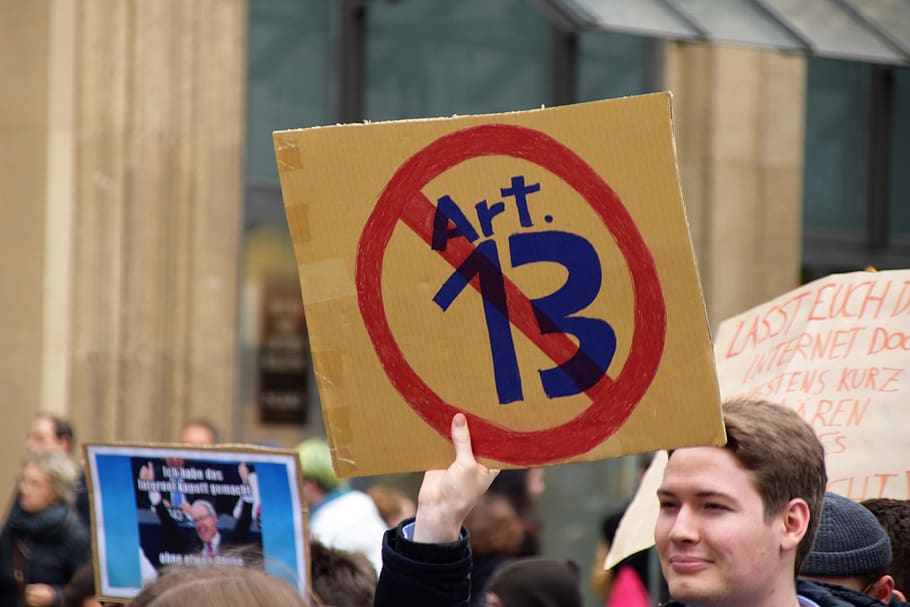 Art 13 signboard, person, protest, human, text, parade, crowd HD wallpaper