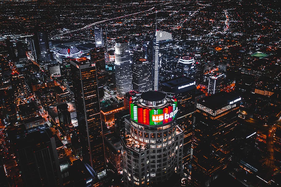cityscape at nighttimr, landscape, outdoors, nature, scenery HD wallpaper