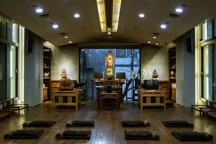 buddha, temple, seat, illuminated, indoors, architecture, lighting equipment HD wallpaper