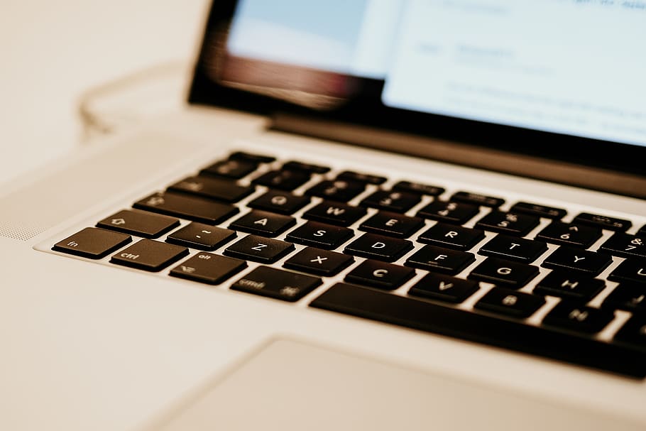 black and gray laptop computer, technology, close-up, wireless technology HD wallpaper