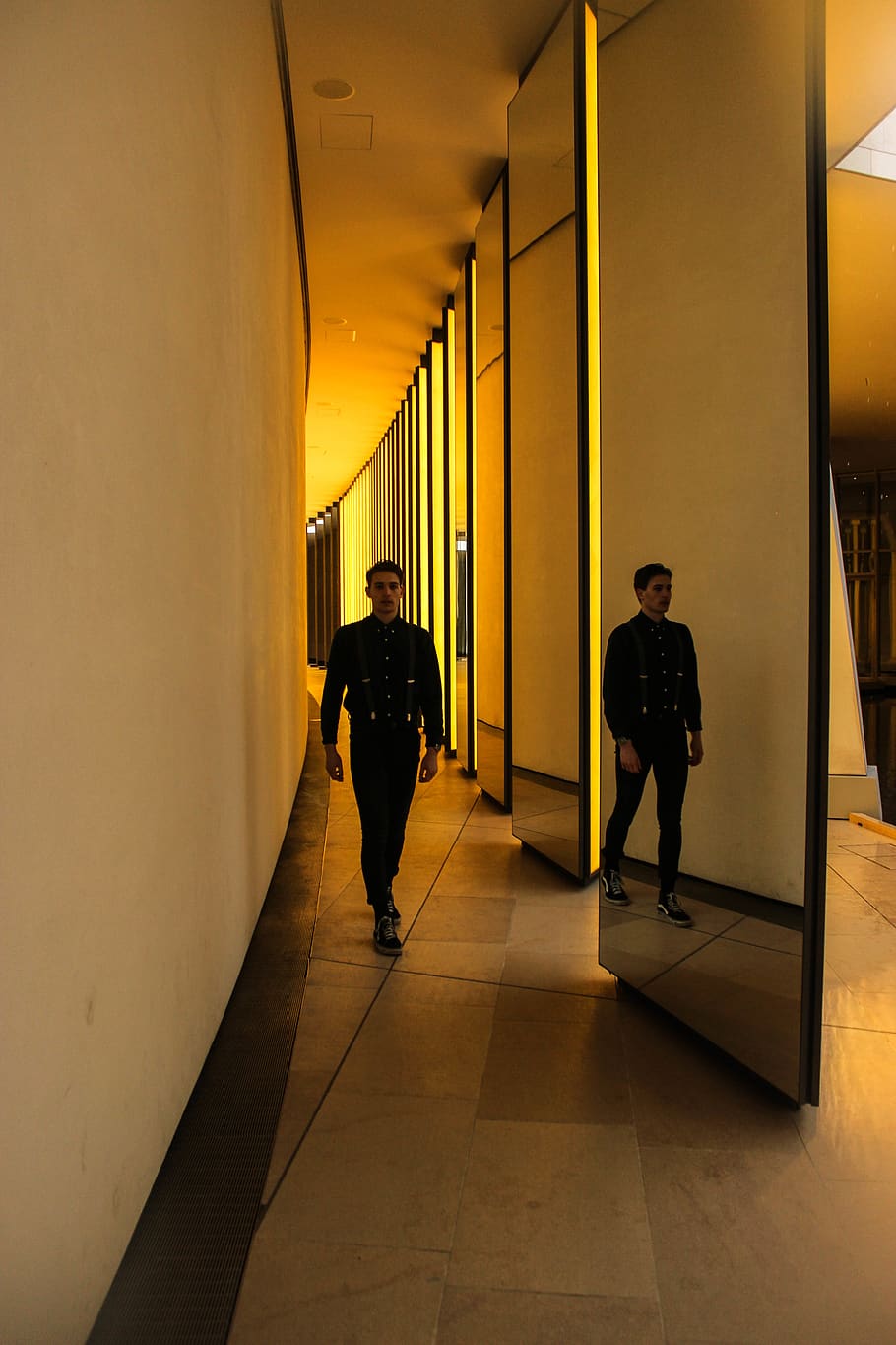 man walking inside building, real people, architecture, men, full length HD wallpaper