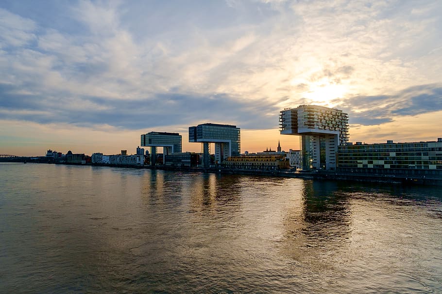 germany, cologne, lake, architecture, sunset, water, building exterior HD wallpaper