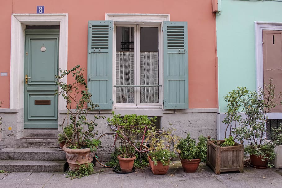 home decor, window, shutter, curtain, door, pot, architecture HD wallpaper