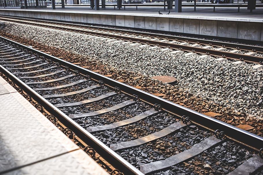 infrastructures, railways, train, tracks, stones, rocks, gravels HD wallpaper