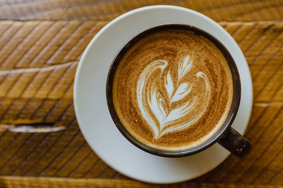 latte on cup, beverage, coffee cup, drink, minneapolis, united states HD wallpaper