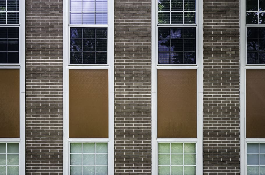 brown concrete building with closed windows, architecture, facade HD wallpaper