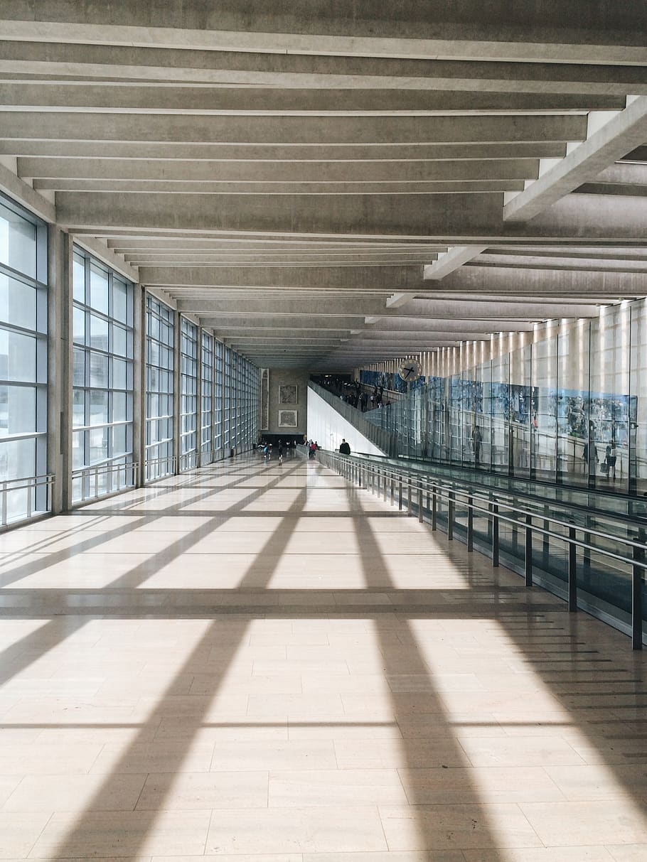 israel, ben gurion airport, geometry, sun, shadows, window, HD wallpaper