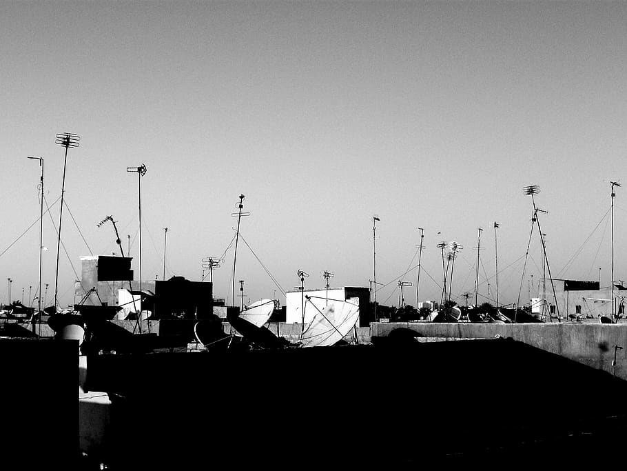 mauritania, nouakchott, roof, antenna, satellite, nautical vessel, HD wallpaper