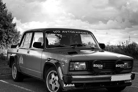 estonia, tallinn, lada, ziguli, black, black and white, rallycar HD wallpaper