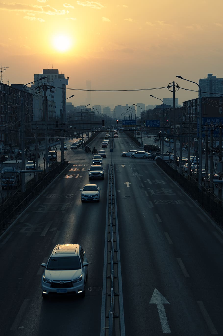 china, communication university, transportation, sunset, car HD wallpaper