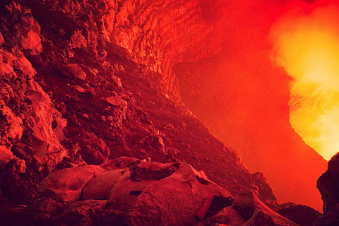 brown rock formation, nature, outdoors, mountain, eruption, lava HD wallpaper