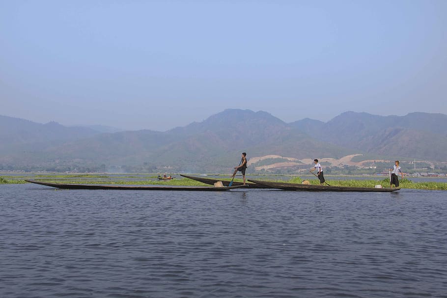 myanmar (burma), nautical vessel, water, group of people, rowing HD wallpaper